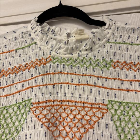 Ivy Jane Embroidered Boho Festival Top 1/2 Sleeve Medium. Colorful Cotton - Picture 5 of 8